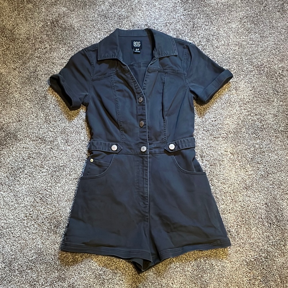 BDG Womens Denim Romper Playsuit Black S